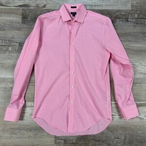 J.Crew Performance Slim Fit Pink Gingham Button-Down Shirt Men's Medium
